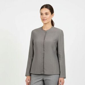 Eileen Fisher Silk Gray Hook Front Jacket M